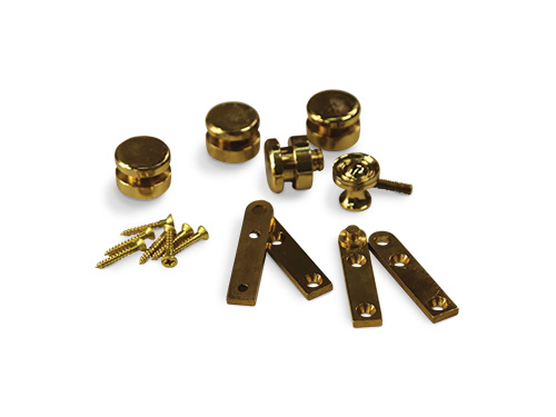Small cabinet knobs, hinges and screws