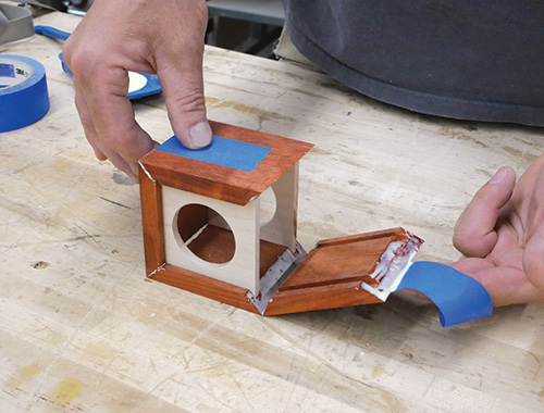 Assembling casework glue-up for wireless speaker