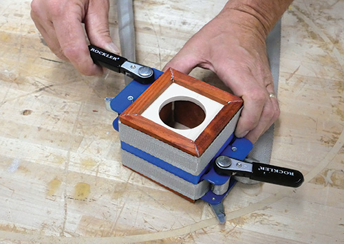 Band clamping speaker case glue-up together