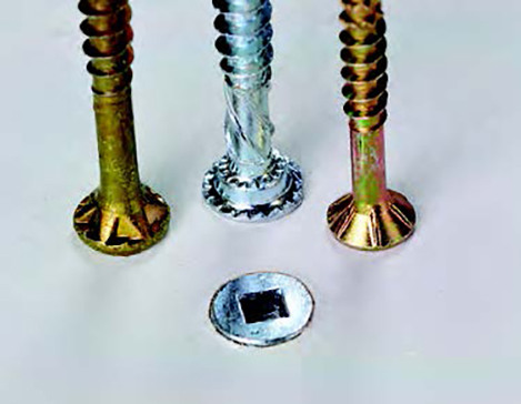The underside of the heads of (left to right) the SPAX MULTI Head, Quickscrews’ Funnel Head and GRK’s R4 has nibs or serrations that slice into the surface to create their own recess.