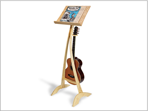 Adjustable music stand with guitar holder