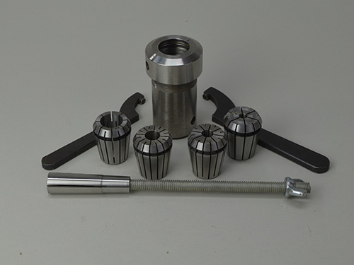 Selection of differently sized collet chucks