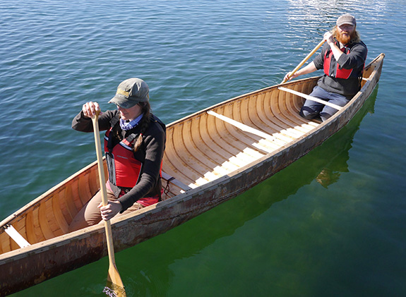 Lindy takes his birch canoe for a paddle.