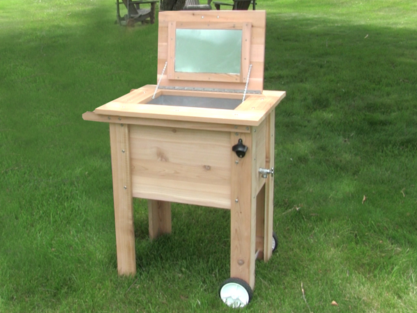 wooden cooler cart