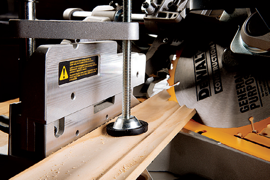 Fence texturing adds holding power to help keep workpieces from shifting during cutting.