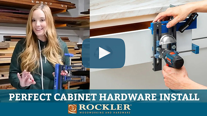 Adding drawer hardware with Rockler jig