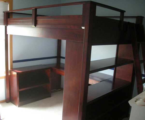 Loft Bed with Desk & Bookcases
