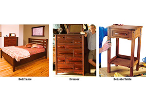 Greene and Greene bed, dresser and end table