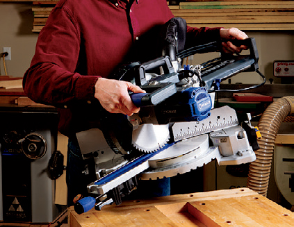 A pair of top-mounted handles make the Kobalt saw easy to lift and carry.