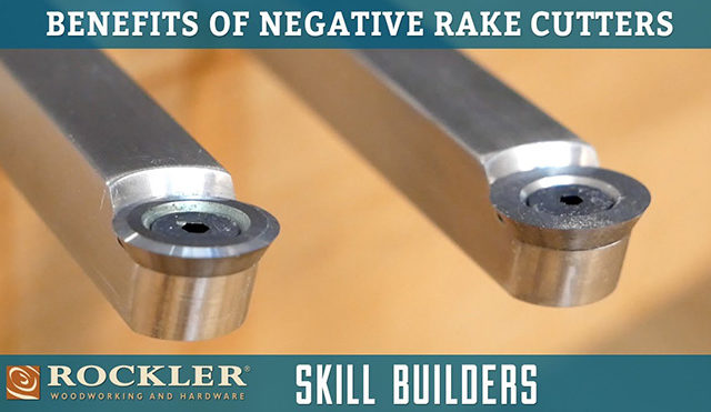 Close-up of negative rake cutters