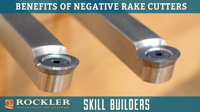 Close-up of negative rake cutters