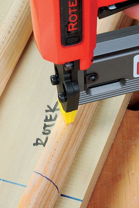 A no-mar tip prevents Rotek’s RPN0635 and some other nailers from denting workpieces.