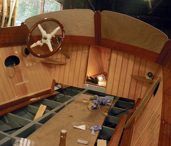 The internal paneling on this slipper stern boat is made from Canadian yellow cedar: it has all the water resistance of red cedar; is harder; and, when varnished, radiates a golden hue (see lead photo). 