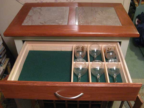 Wine Cabinet - Glassware Storage & Tile Top