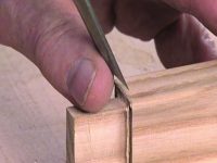 Trimming a tenon with a sharp chisel